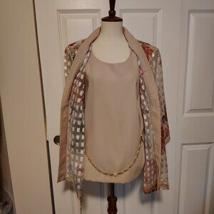 Vintage Guilia Italy Sheer Rose Floral Komono Style Blouse w Camisole Insert